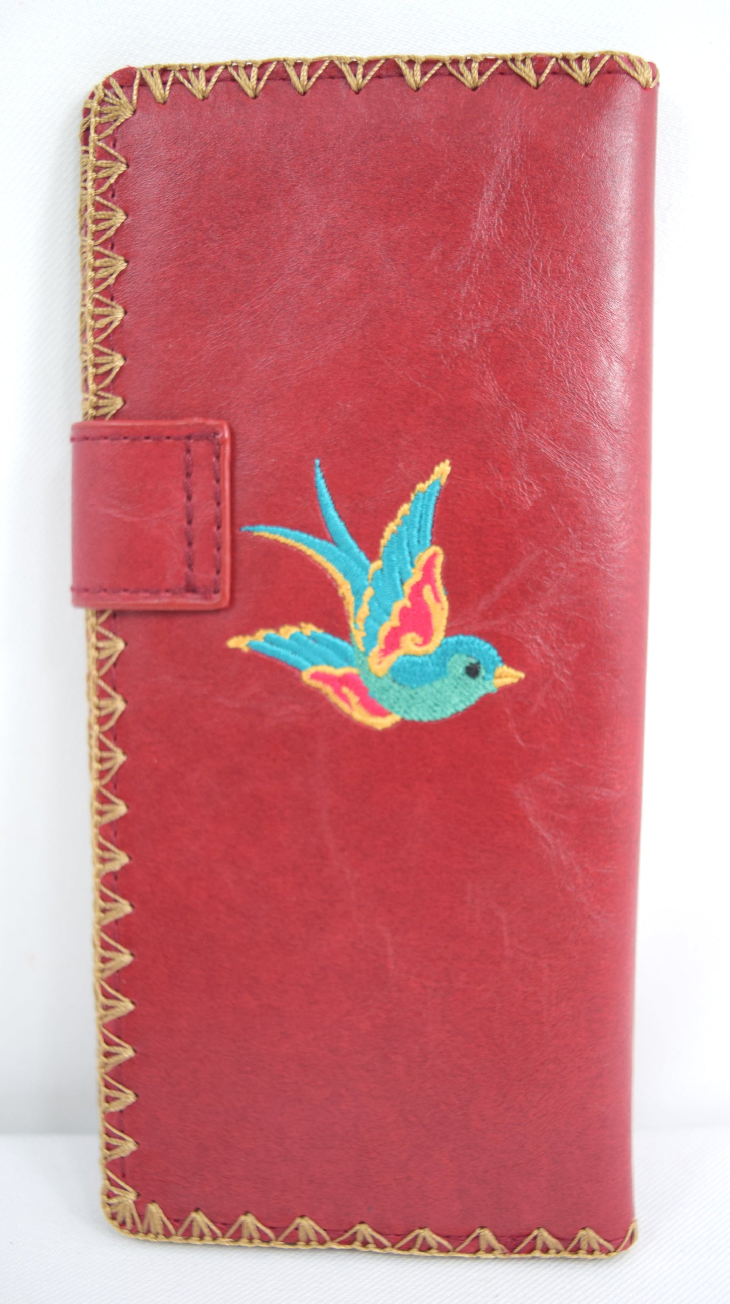 Accessories Lavishy Tattoo Art love forever Sparrow birds embroidered Large flat wallet