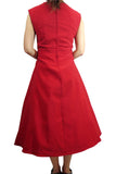 Dresses Rockabilly Pinup Vintage Style 60's Red Belted Flare Party Dress with Bow