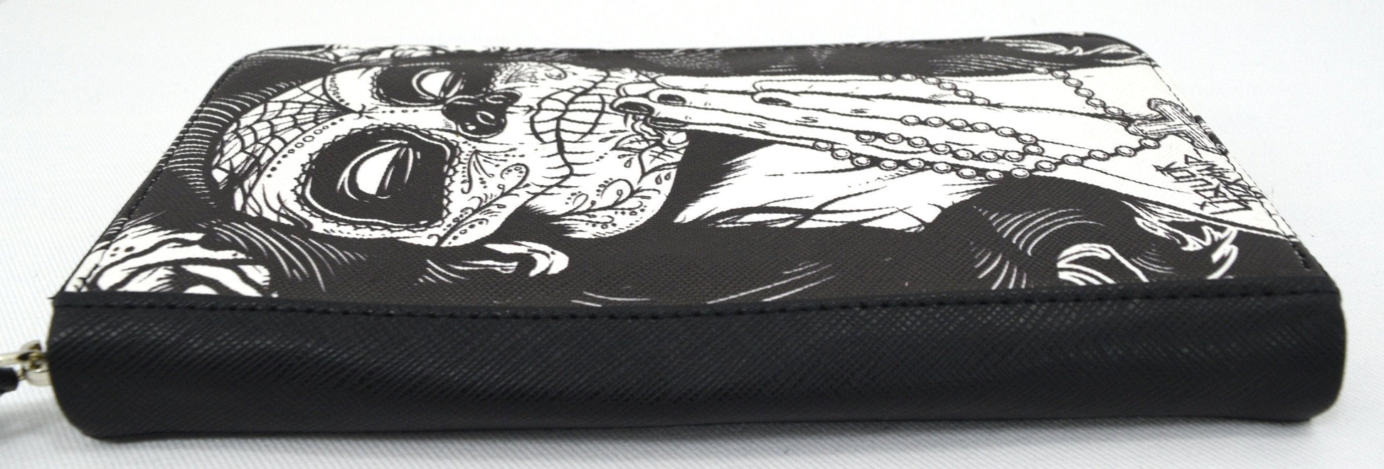 Accessories Liquorbrand Gypsy rose Praying Sugar Skull Woman Tattoo Skull zip around clutch Wallet