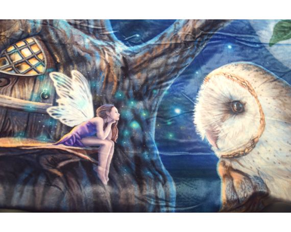 Accessories Nemesis Now Fairy And Owl Print Warm Blanket for Bed Couch Living Room