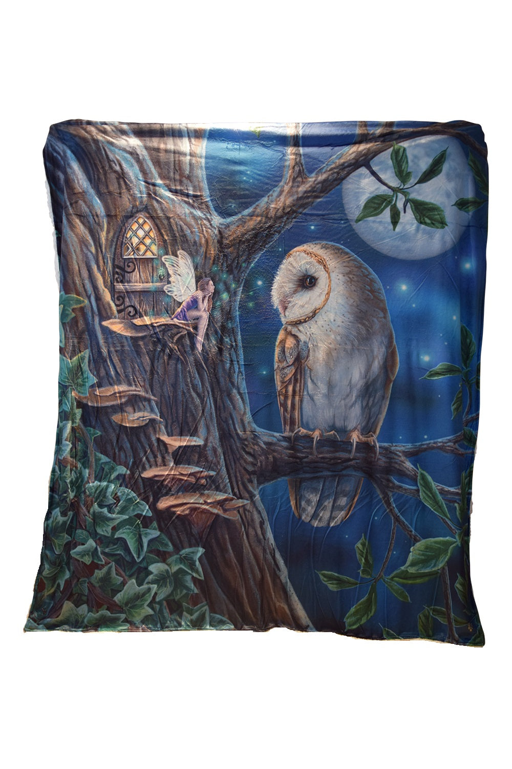Accessories Nemesis Now Fairy And Owl Print Warm Blanket for Bed Couch Living Room