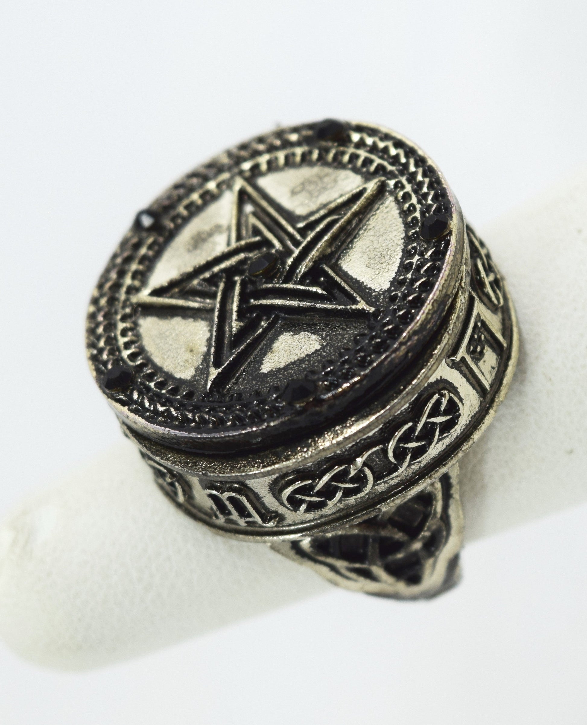 Accessories Restyle Gothic Locket Ring Pentagram Ring Round Ring with Secret Compartment