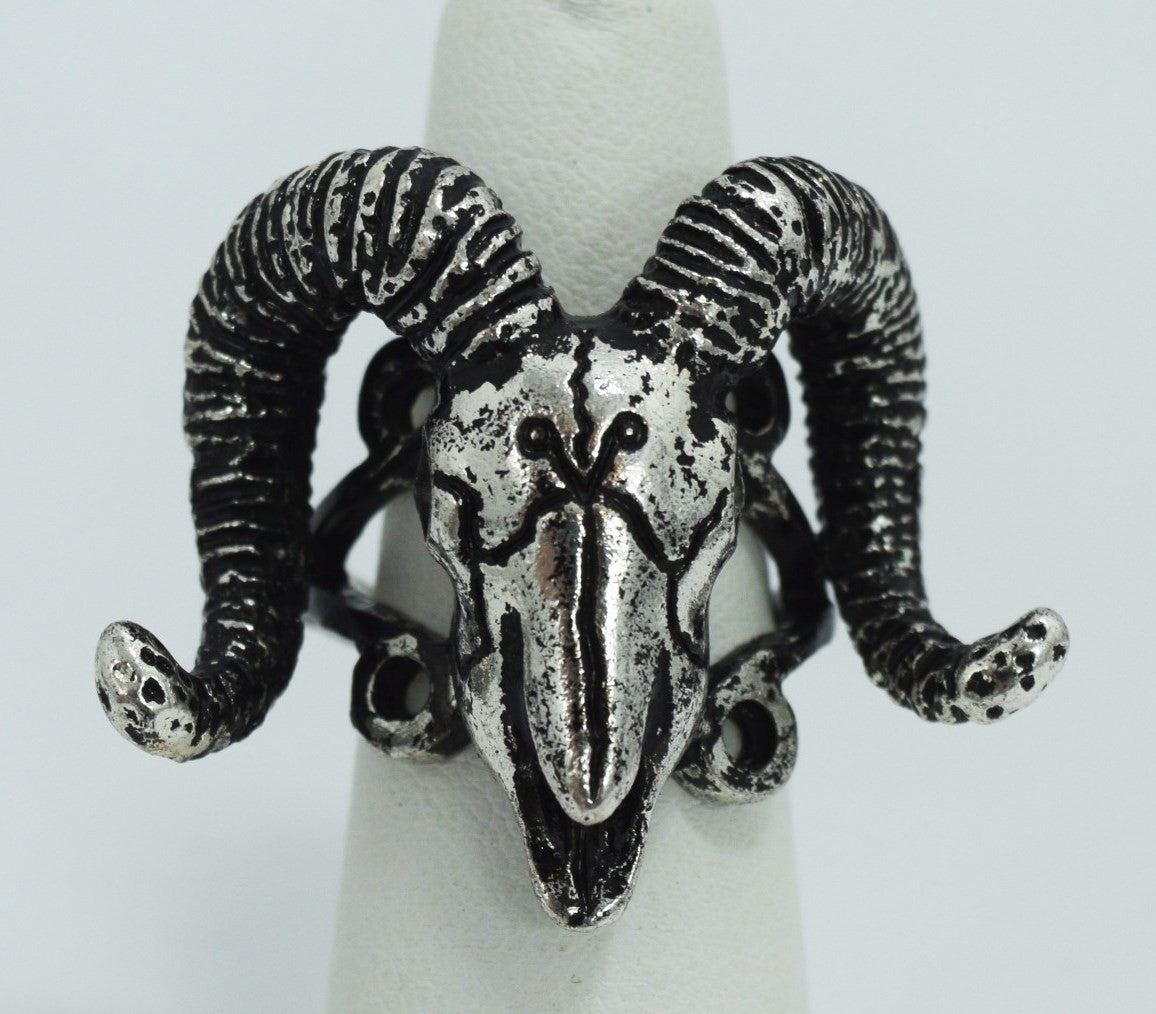 Jewellery Ram Skull and Arsenic Symbol Gothic Occult Ring