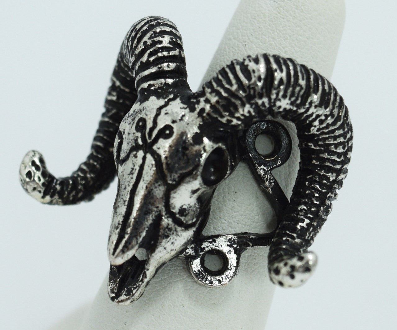 Jewellery Ram Skull and Arsenic Symbol Gothic Occult Ring