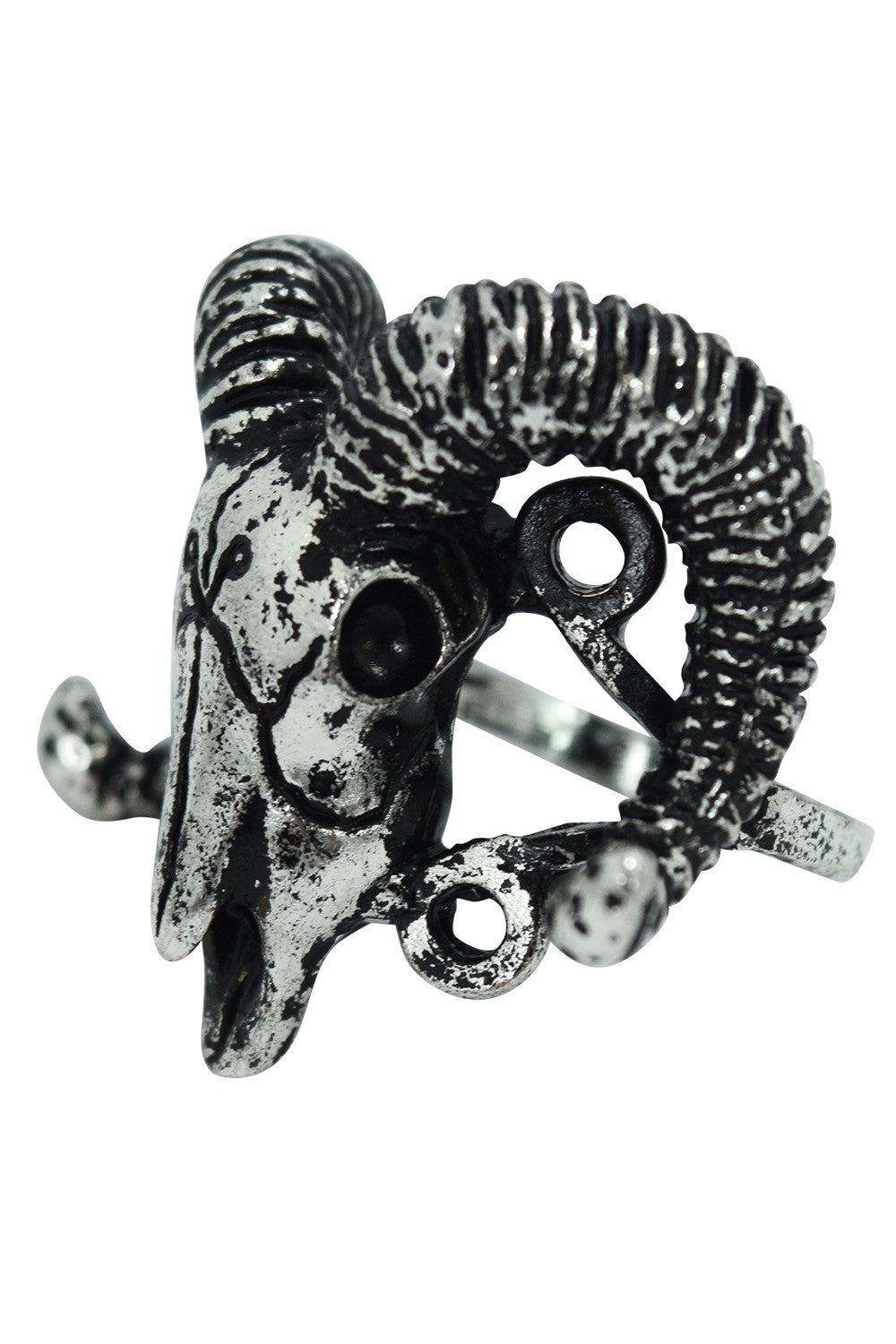 Jewellery Ram Skull and Arsenic Symbol Gothic Occult Ring