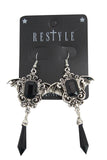 Jewellery Restyle Dark Beauty Della Morte Gothic Vampire Bat Black Stone Earrings
