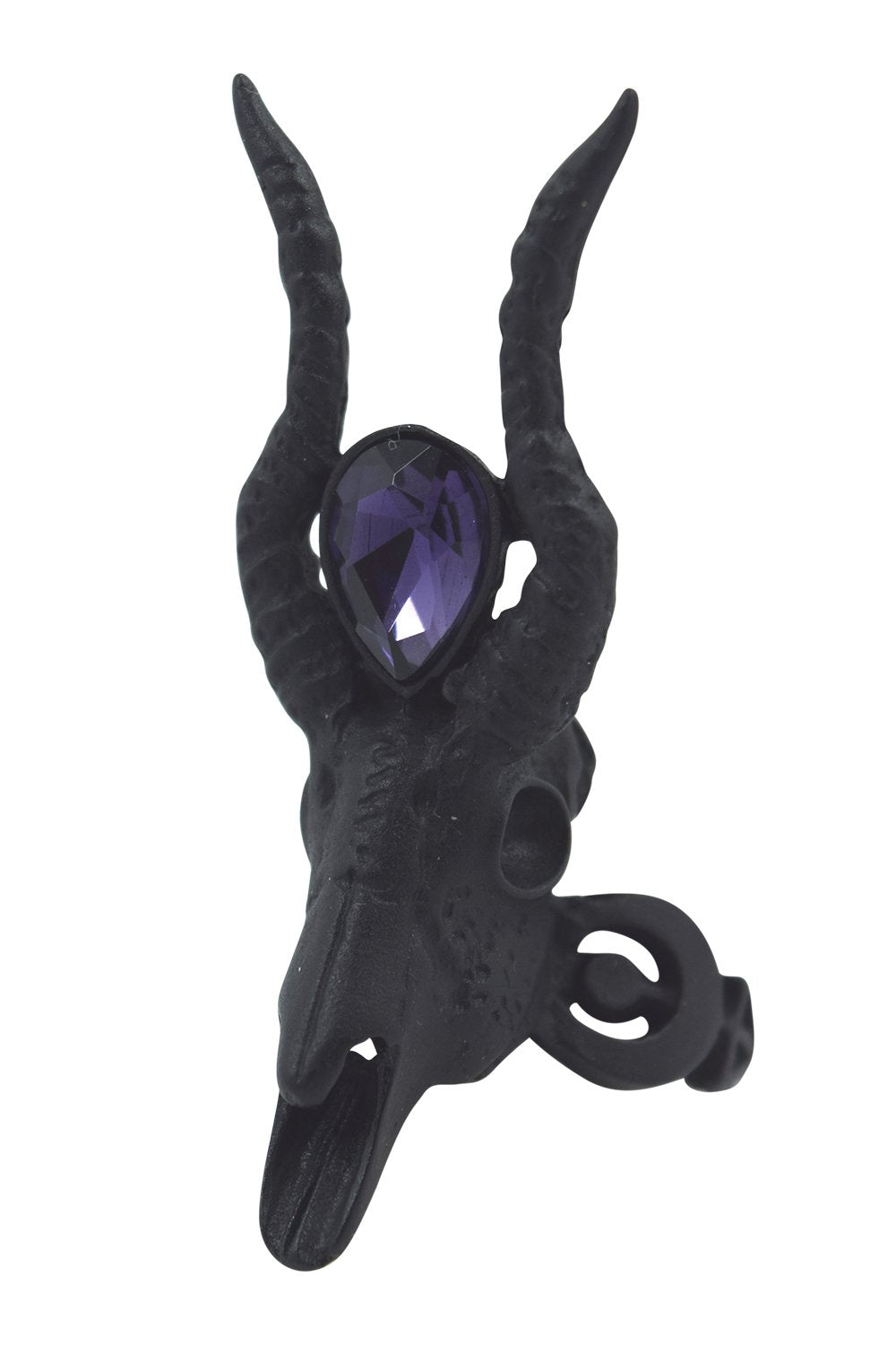 Jewellery Restyle Gothic 3D Black Crescent Skull Ring