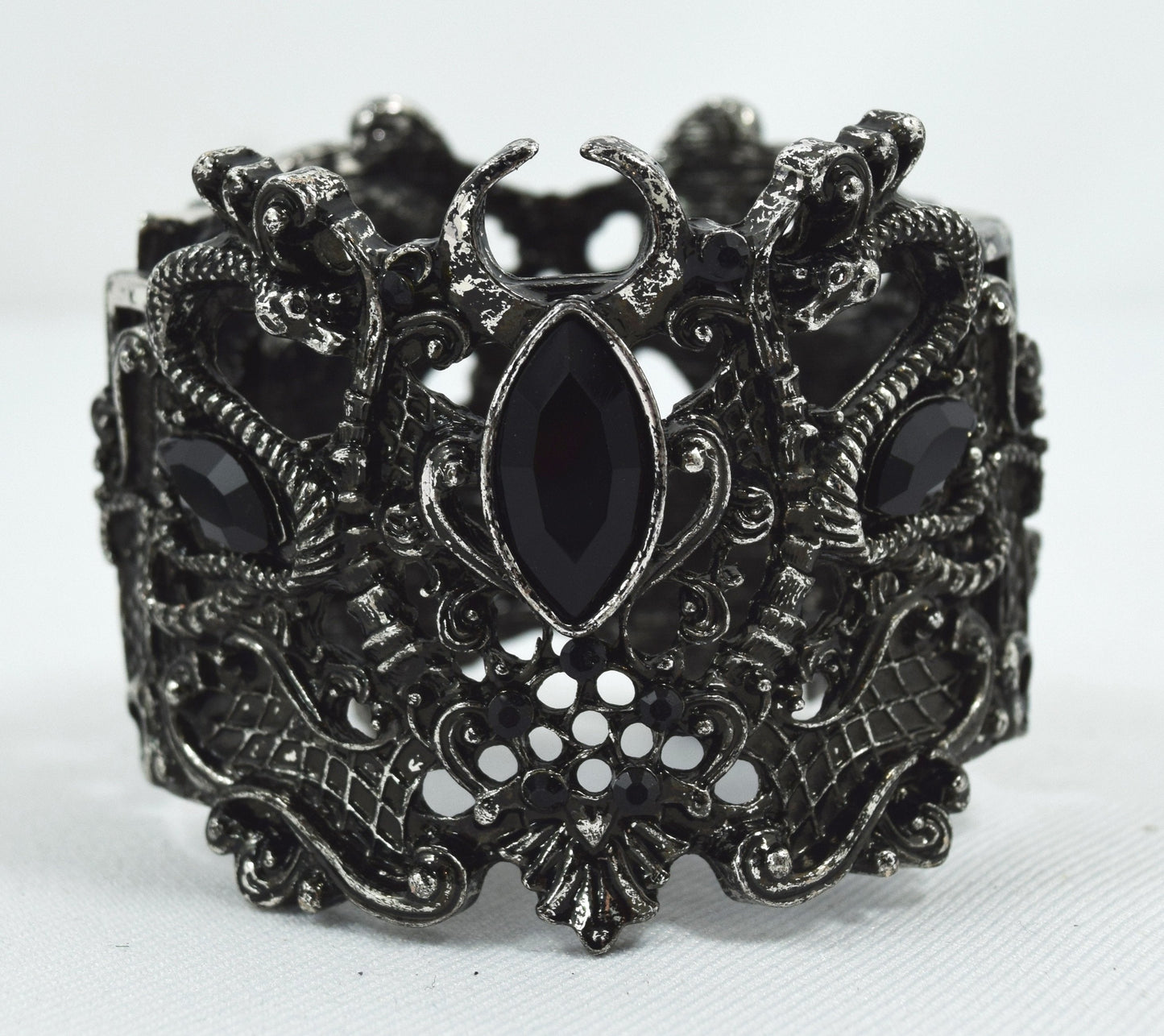 Jewellery Restyle Pagan Snake Goddess Magical Power black stone Cuff Bracelet