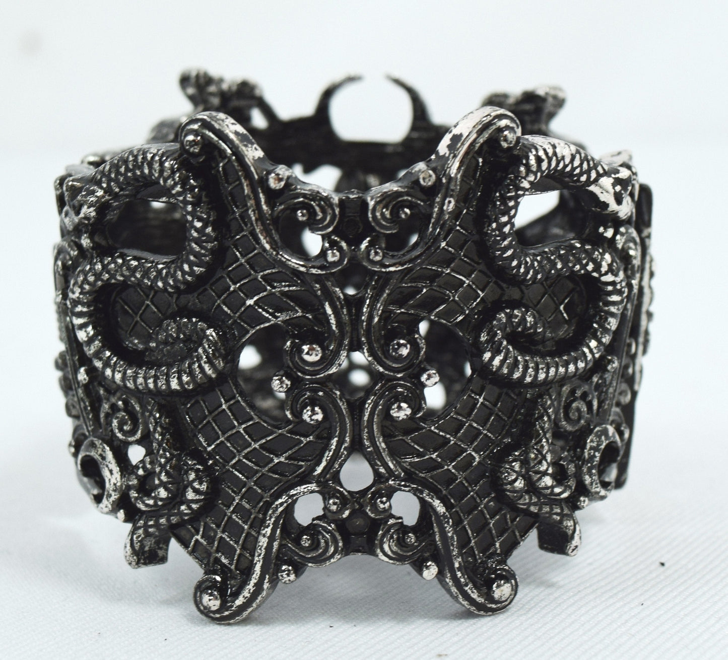 Jewellery Restyle Pagan Snake Goddess Magical Power black stone Cuff Bracelet
