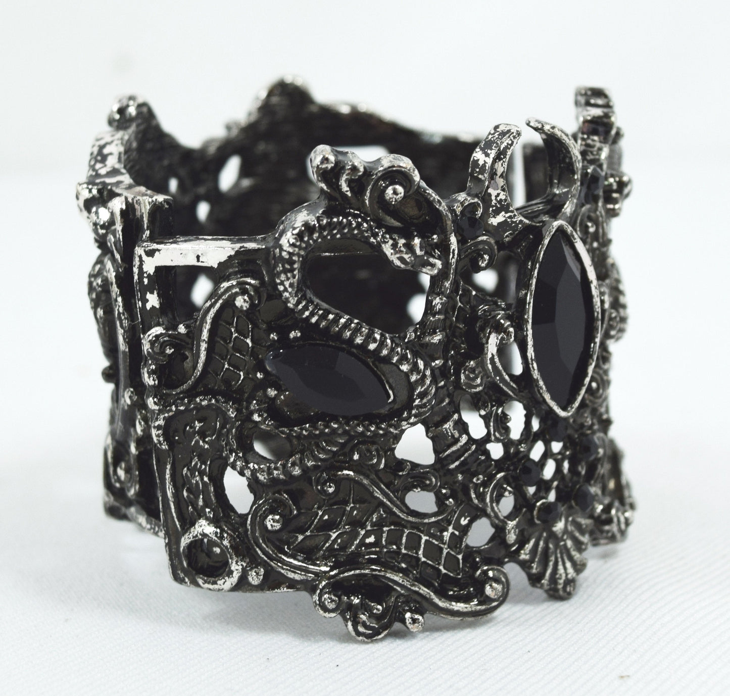 Jewellery Restyle Pagan Snake Goddess Magical Power black stone Cuff Bracelet