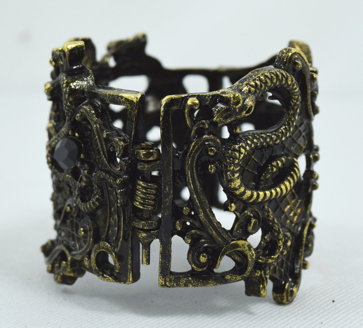 Jewellery Restyle Pagan Snake Goddess Magical Power black stone Cuff Bracelet