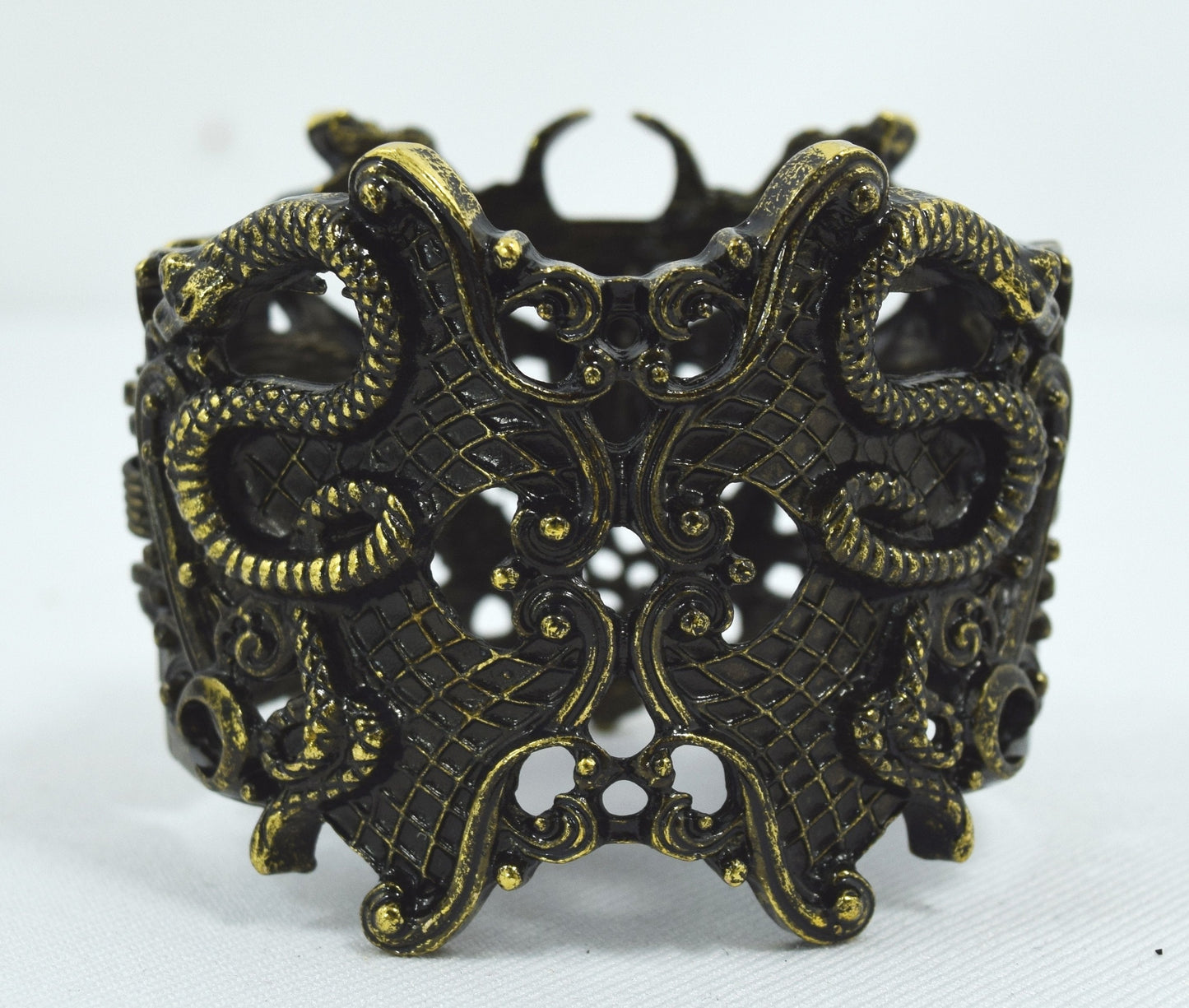 Jewellery Restyle Pagan Snake Goddess Magical Power black stone Cuff Bracelet