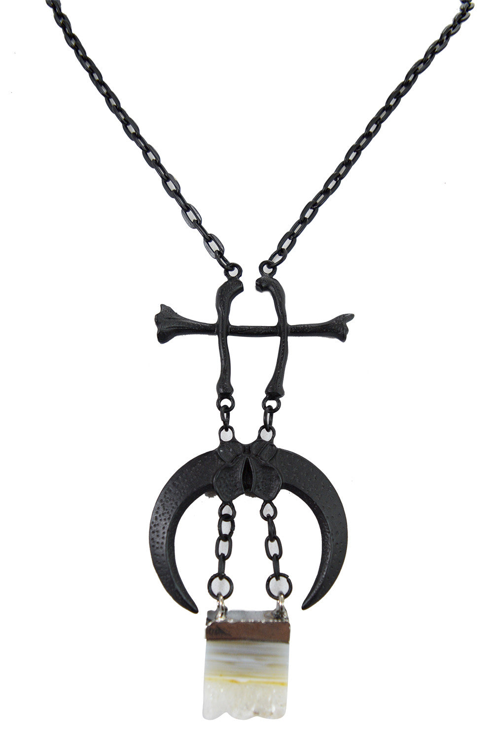 Jewellery Wiccan Magick Bones and Claws with Clear Quartz Crystal Stone Necklace