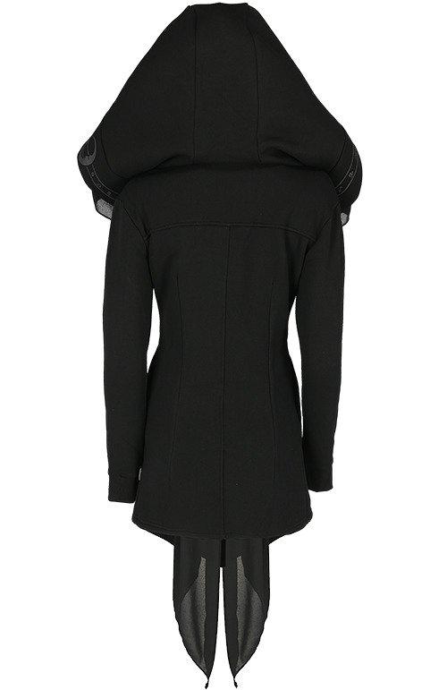 Tops Restyle Fortune Teller Black Hoodie with Veil