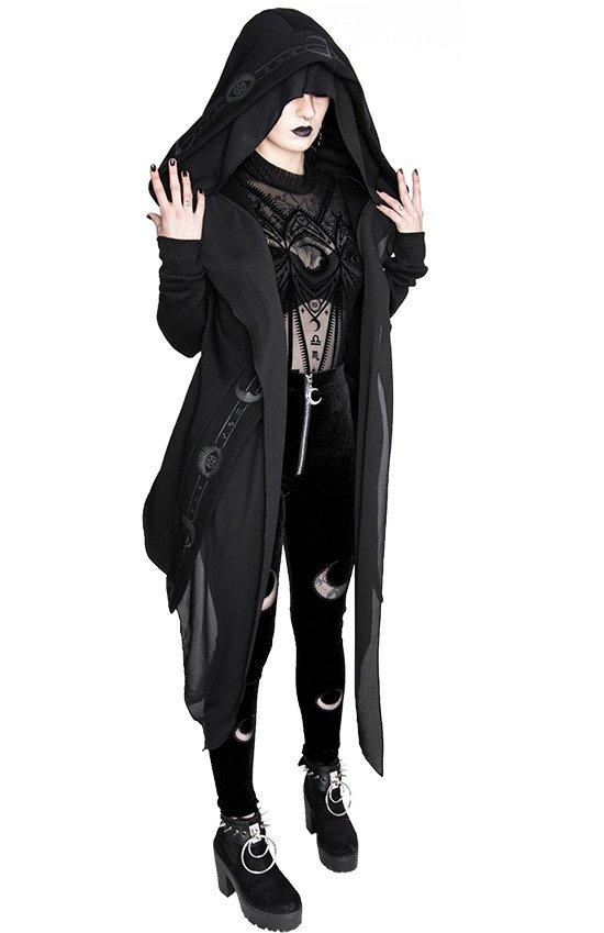 Tops Restyle Fortune Teller Black Hoodie with Veil