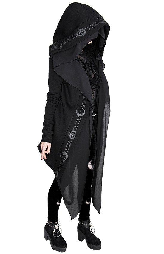Tops Restyle Fortune Teller Black Hoodie with Veil