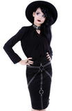 Tops Witchcraft Moon V-neck Choker Neck Black Long Sleeve Blouse Top