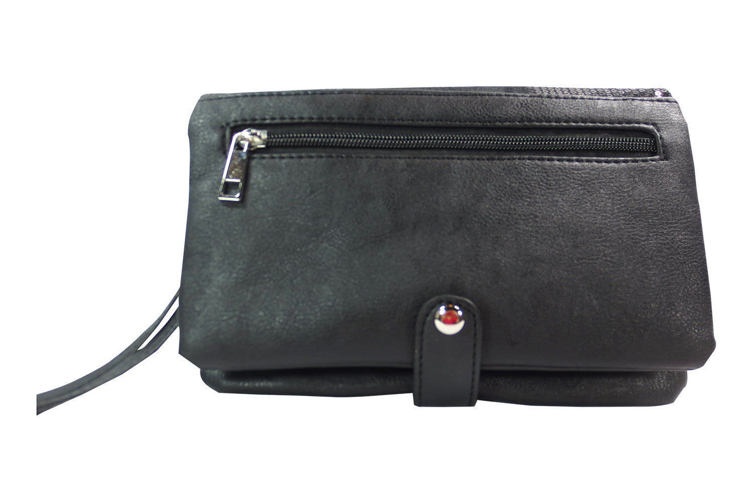 Accessories Crystal Cross Black Sequin Beaded Foldover Crossbody Bag - Wristlet Bag