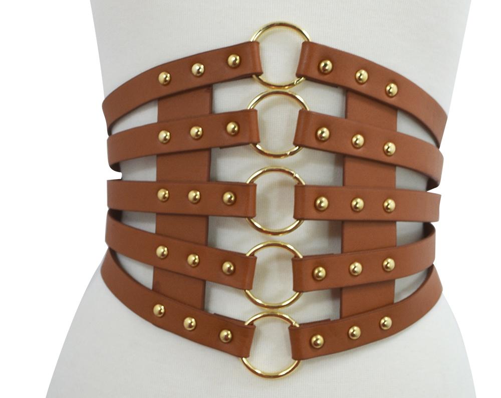 Accessories Brown Cyber Steampunk O-rings Bondage Black Wide Elastic Belt
