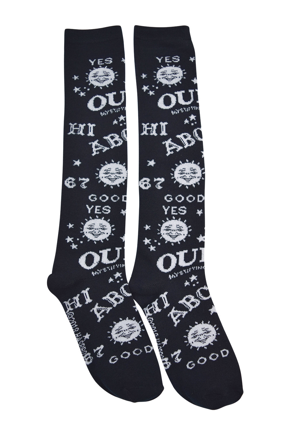 Accessories Gothic Girl Black Ouija Board Knee High Socks - Spirit Board black Socks