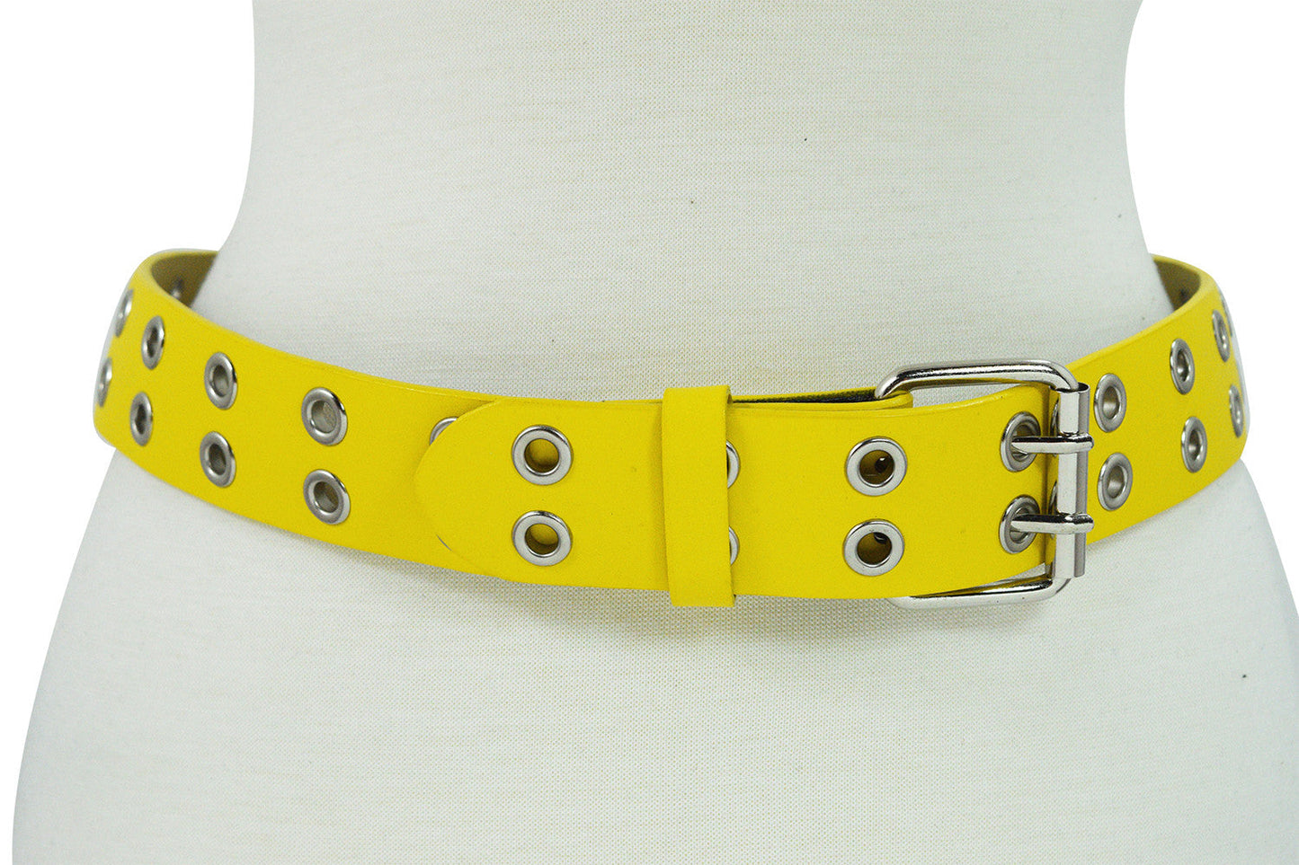 Accessories Punk Rock Double Grommet Holes Leather Belt 2-Row Studded Leather Belt