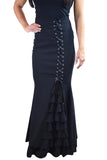 Bottoms Gothic Victorian Steampunk Mermaid Fishtail Black Ruffle Asymmetrical Skirt