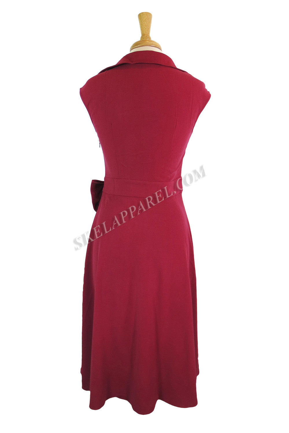 Dresses 50's Vintage Design Rockabilly Vamp Red Belted Party Dress with Bow Accent