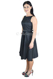 Dresses 60's Rockabilly Vintage Audrey Hepburn Style Black Satin Flare Swing Party Dress