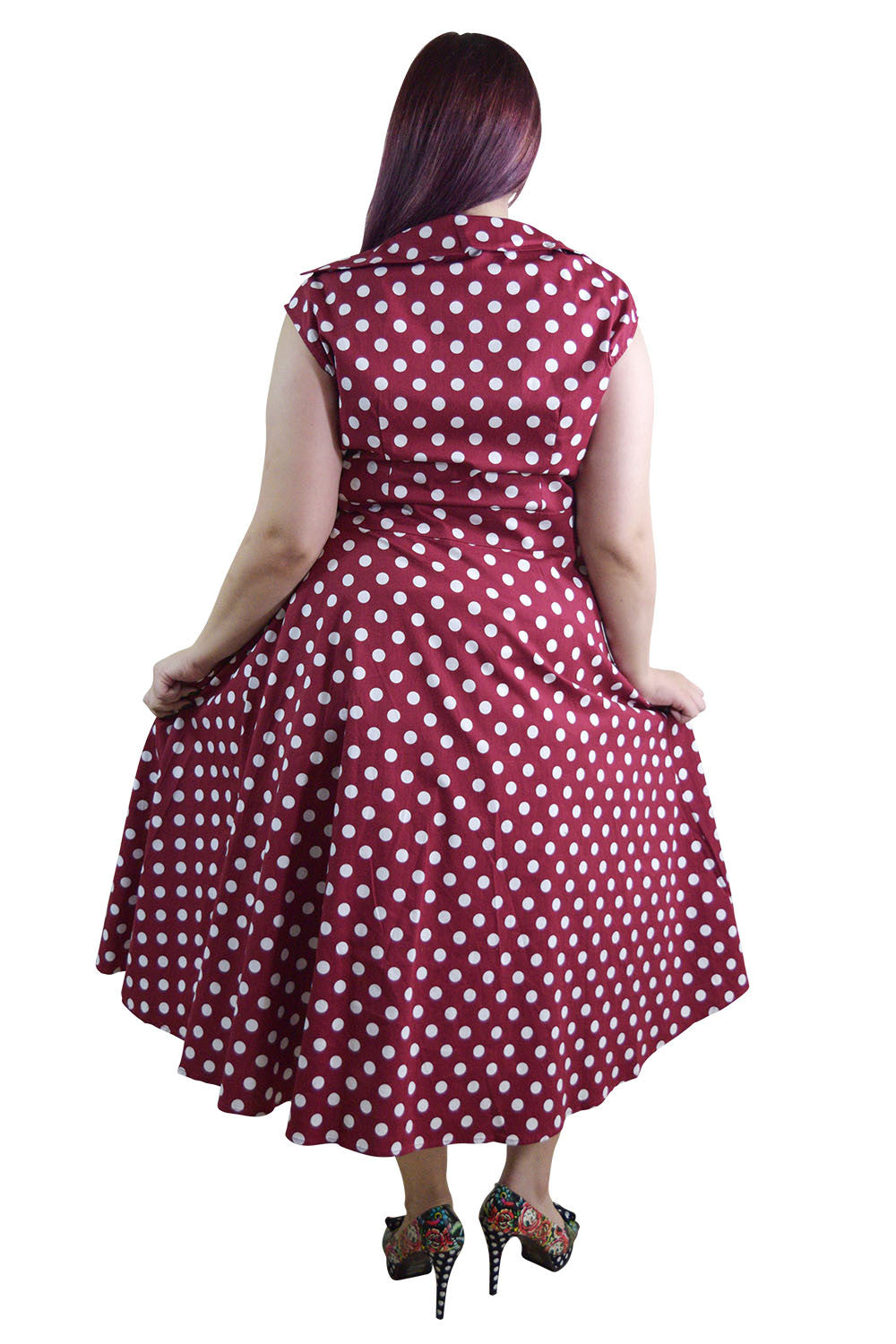 Dresses 60's Vintage Retro Rockabilly Pin-up Red and White Polka Dot Belted bow Party Dress plus size