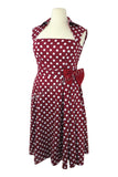 Dresses 60's Vintage Retro Rockabilly Pin-up Red and White Polka Dot Belted bow Party Dress plus size