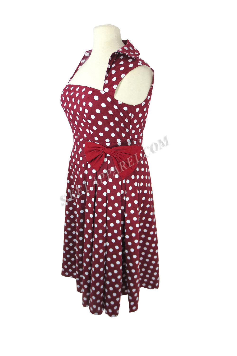 Dresses 60's Vintage Retro Rockabilly Pin-up Red and White Polka Dot Belted bow Party Dress plus size