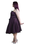 Dresses Plus Size Gothic Rockabilly Purple Satin Corset Lace-up Dress