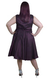 Dresses Skelapparel Plus Size 60's Vintage Design Purple Satin Flare Swing Dress