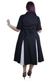 Dresses Vintage Rockabilly Black White Polka-dot plus size dress with sleeves