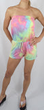 Dresses S / Unicorn Women's Bohemian Summer Tube Top Strapless Multi-Color Tie Dye Romper w/ Pockets
