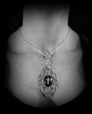 Jewellery Gothic Victorian Dark Beauty Black Faceted Onyx pendant Necklace