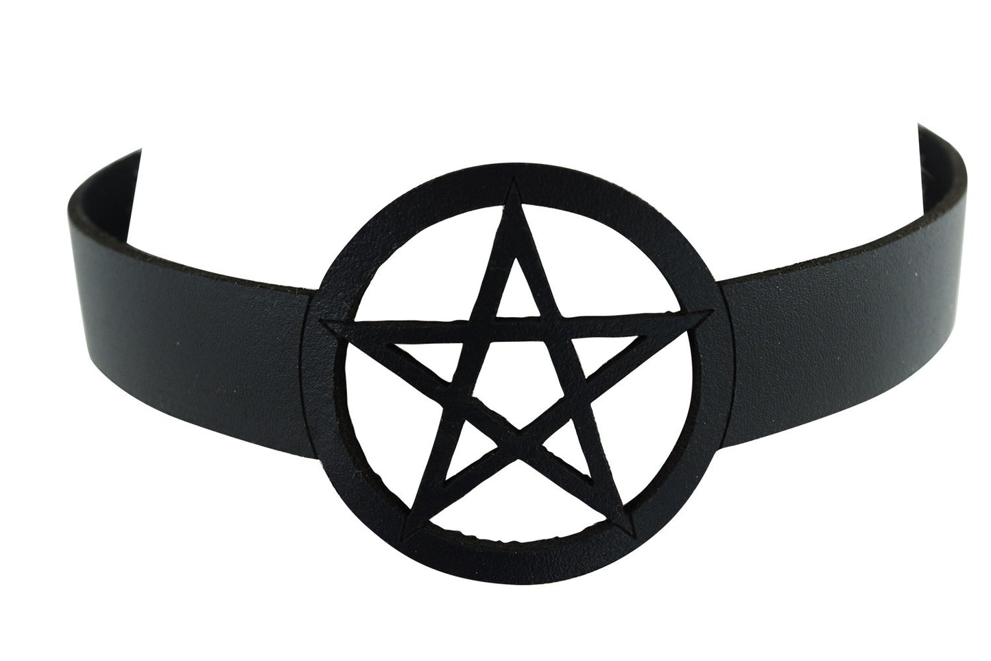 Jewellery Gothic Witch Wicca Black Leather Pentagram Laser Cut Choker Necklace