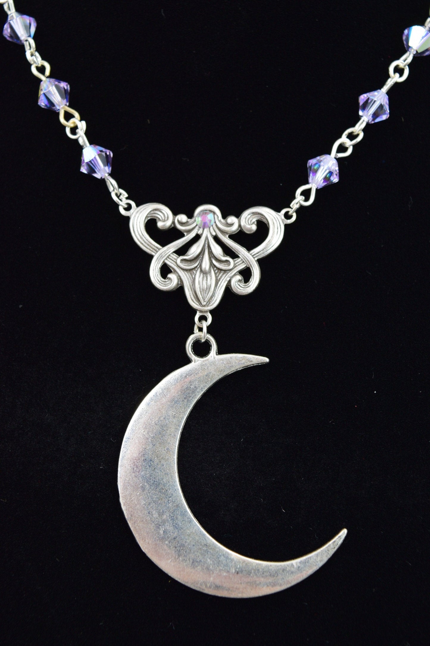 Jewellery Moon Love Crescent Moon with Lilac Crystal Eternal Love Necklace