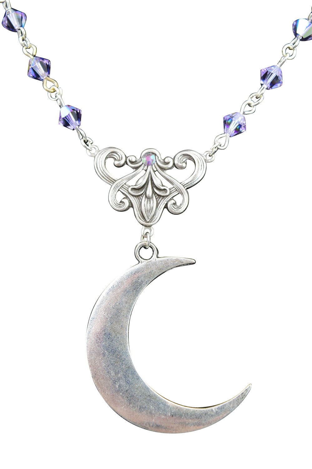 Jewellery Moon Love Crescent Moon with Lilac Crystal Eternal Love Necklace