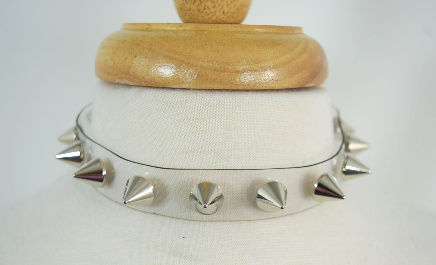 Jewellery Transparent tinted vinyl Silver-tone Alloy metal Spiked Collar Choker necklace
