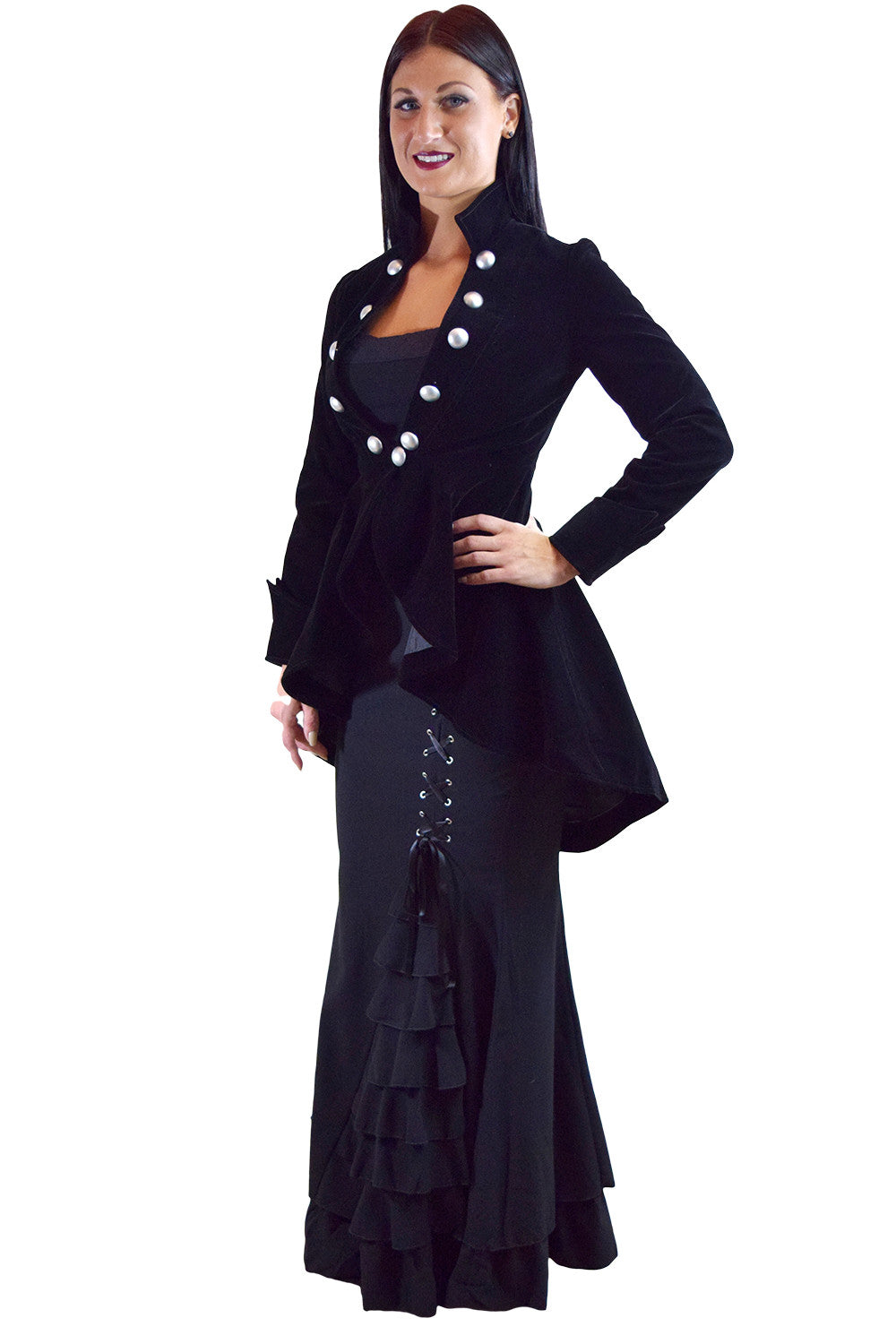 Tops Gothic Victorian Steampunk Renaissance Military Style Asymmetry Velvet Jacket