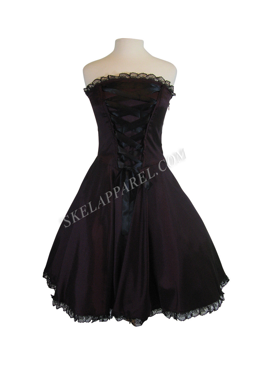 Dresses Gothic Rockabilly Purple Satin Corset Lace-up Dress