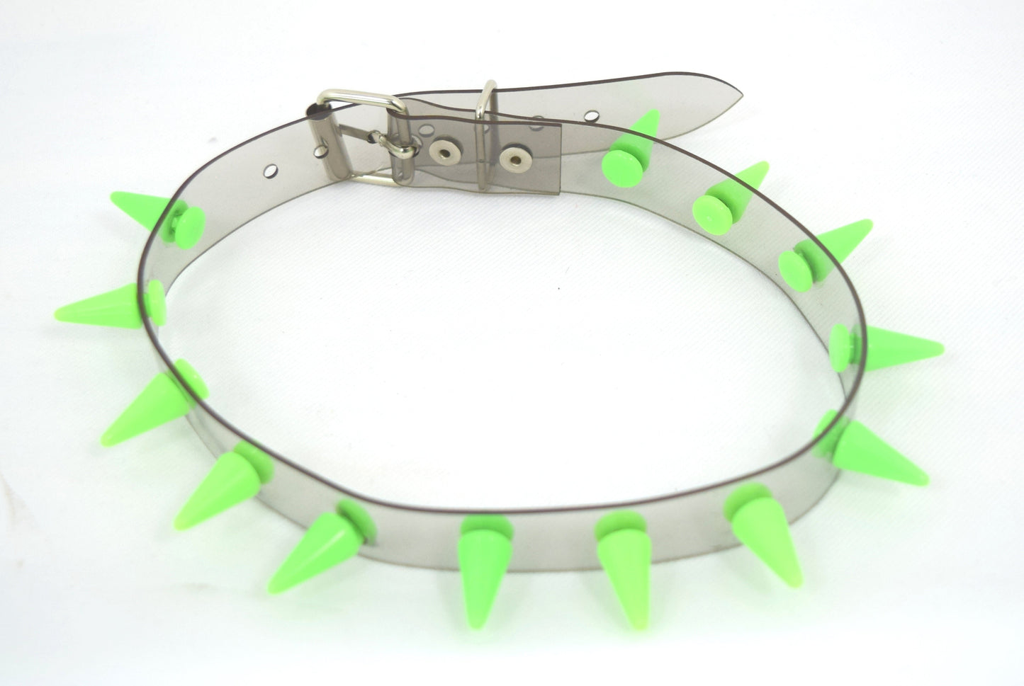 Jewellery Punk Rave Transparent Clear Neon PVC Spiked Collar Choker Necklace