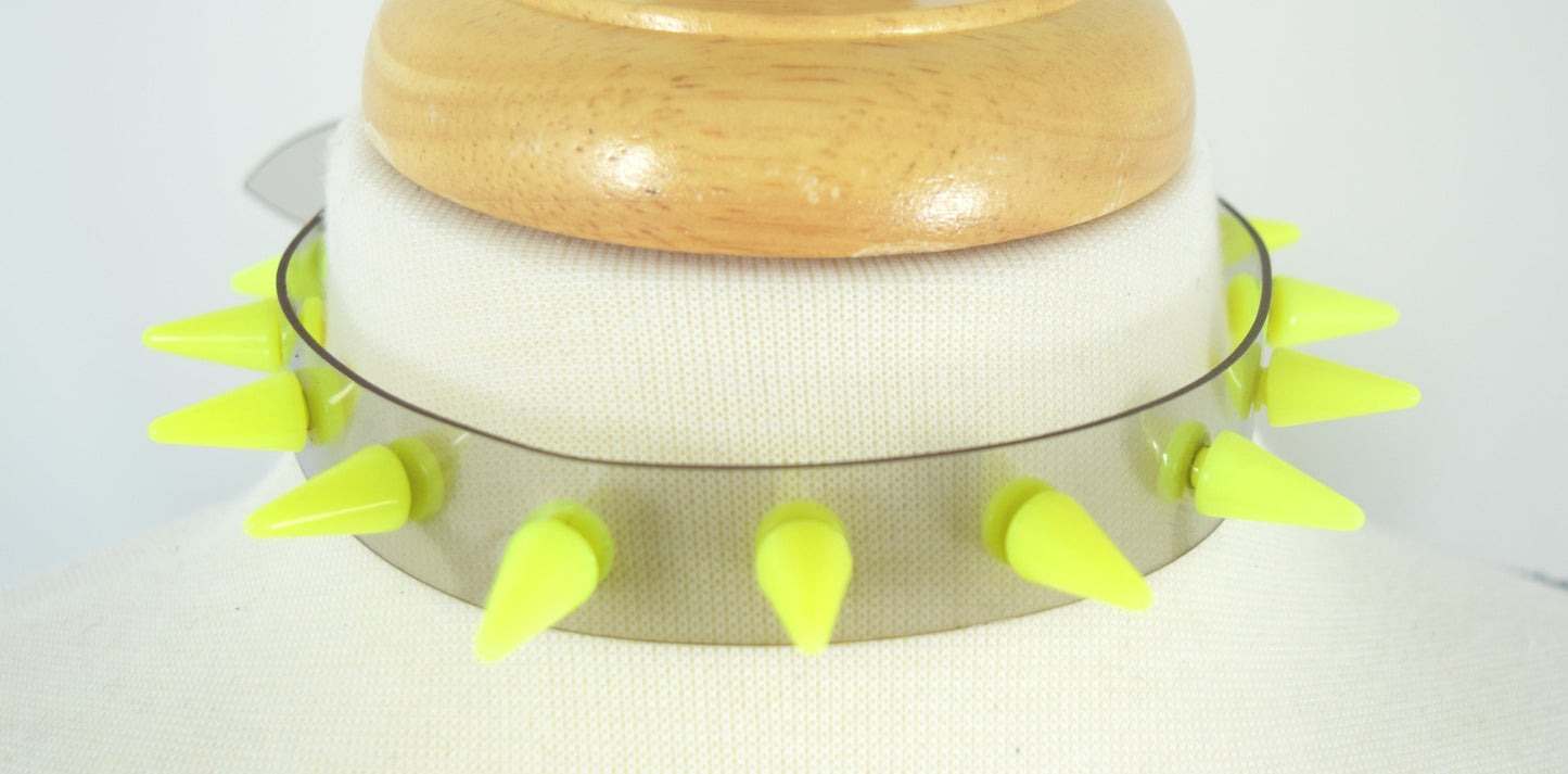 Jewellery Punk Rave Transparent Clear Neon PVC Spiked Collar Choker Necklace