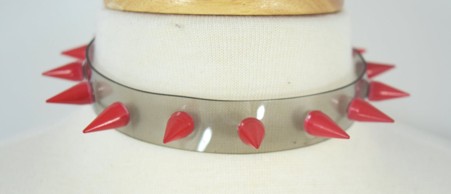 Jewellery Punk Rave Transparent Clear Neon PVC Spiked Collar Choker Necklace