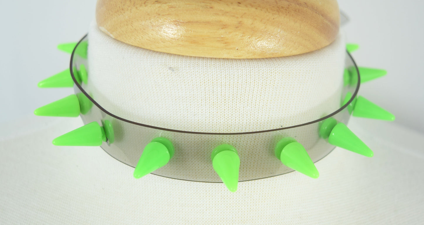 Jewellery Punk Rave Transparent Clear Neon PVC Spiked Collar Choker Necklace