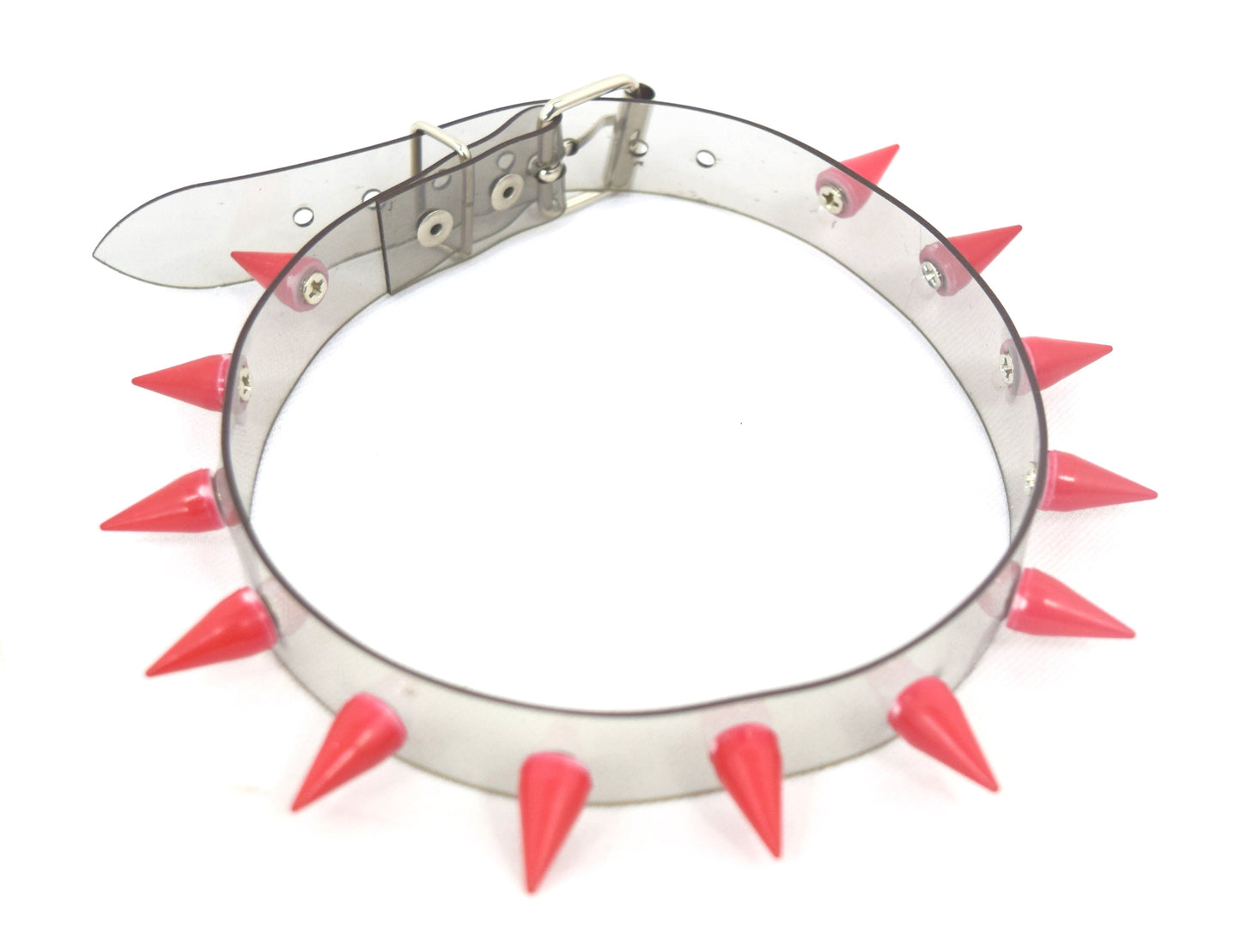 Jewellery Punk Rave Transparent Clear Neon PVC Spiked Collar Choker Necklace