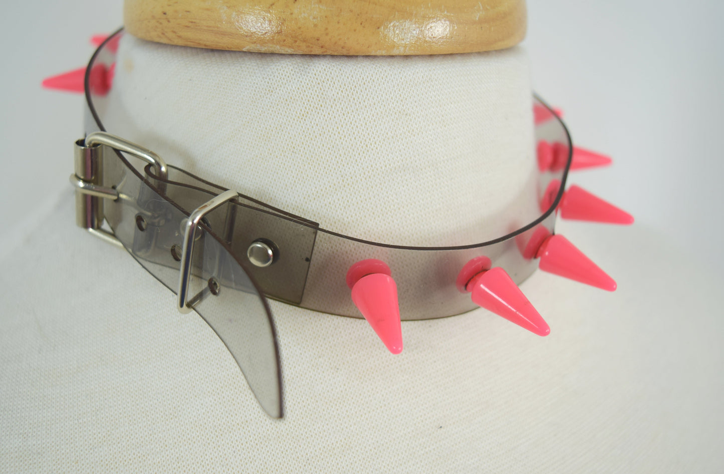 Jewellery Punk Rave Transparent Clear Neon PVC Spiked Collar Choker Necklace
