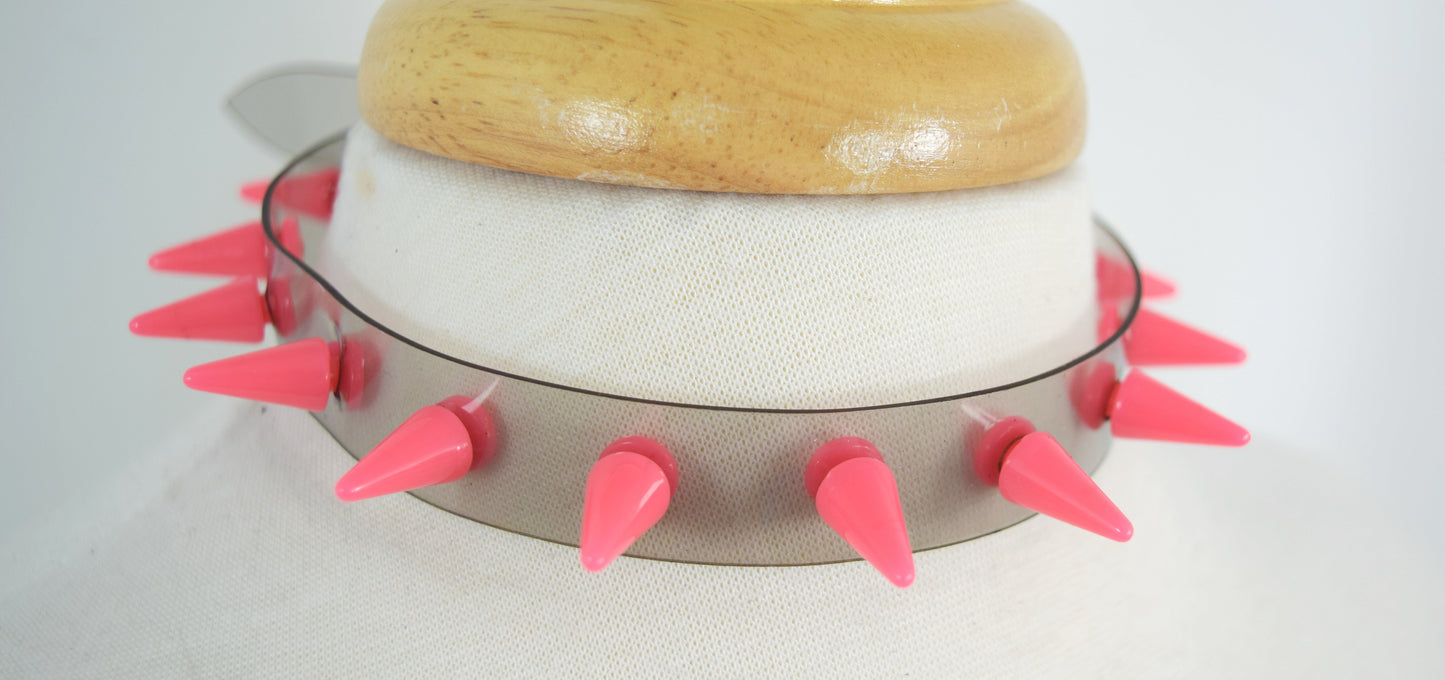 Jewellery Punk Rave Transparent Clear Neon PVC Spiked Collar Choker Necklace