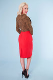 Dresses Vintage Vixen Pinup Red Pencil Dress with Leopard Jacket